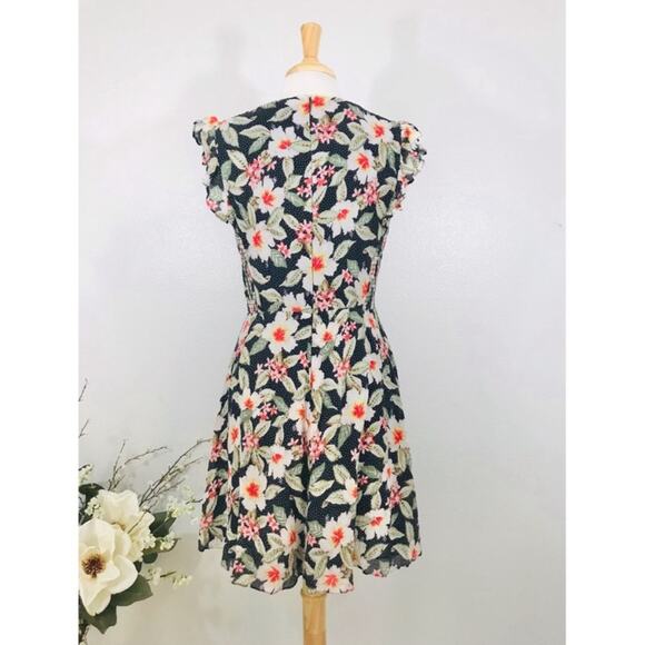 Rebecca Taylor Kamea Smocked Floral Flutter-Sleeve Silk Dress Women’s Size 10 - Picture 5 of 14